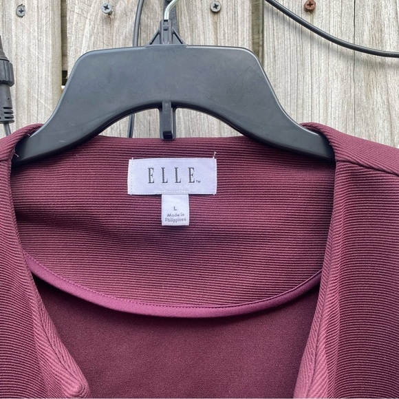 ELLE Women’s Purple Burgundy Open Front Cardigan with Ruffle Sleeves L - Picture 5 of 6